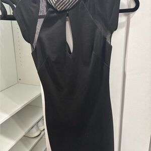 Chic Black Dress with Mesh Detail